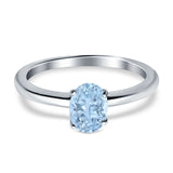 Simulated Cubic Zirconia Cathedral Wedding Ring 925 Sterling Silver Center Stone-(7mmx5mm)