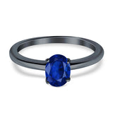 Simulated Cubic Zirconia Cathedral Wedding Ring 925 Sterling Silver Center Stone-(7mmx5mm)