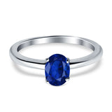 Simulated Cubic Zirconia Cathedral Wedding Ring 925 Sterling Silver Center Stone-(7mmx5mm)
