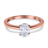 Simulated Cubic Zirconia Cathedral Wedding Ring 925 Sterling Silver Center Stone-(7mmx5mm)