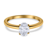 Simulated Cubic Zirconia Cathedral Wedding Ring 925 Sterling Silver Center Stone-(7mmx5mm)