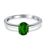 Simulated Cubic Zirconia Cathedral Wedding Ring 925 Sterling Silver Center Stone-(7mmx5mm)