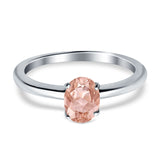 Simulated Cubic Zirconia Cathedral Wedding Ring 925 Sterling Silver Center Stone-(7mmx5mm)