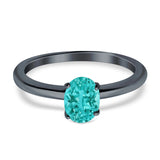 Simulated Cubic Zirconia Cathedral Wedding Ring 925 Sterling Silver Center Stone-(7mmx5mm)