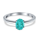 Simulated Cubic Zirconia Cathedral Wedding Ring 925 Sterling Silver Center Stone-(7mmx5mm)