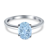 Oval Cut Simulated Cubic Zirconia Cathedral Wedding Ring 925 Sterling Silver Center Stone-(8mmx6mm)