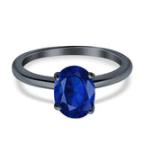 Oval Cut Simulated Cubic Zirconia Cathedral Wedding Ring 925 Sterling Silver Center Stone-(8mmx6mm)