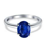 Oval Cut Simulated Cubic Zirconia Cathedral Wedding Ring 925 Sterling Silver Center Stone-(8mmx6mm)