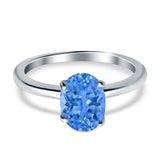 Oval Cut Simulated Cubic Zirconia Cathedral Wedding Ring 925 Sterling Silver Center Stone-(8mmx6mm)