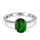 Oval Cut Simulated Cubic Zirconia Cathedral Wedding Ring 925 Sterling Silver Center Stone-(8mmx6mm)