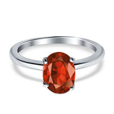 Oval Cut Simulated Cubic Zirconia Cathedral Wedding Ring 925 Sterling Silver Center Stone-(8mmx6mm)