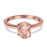 Oval Cut Simulated Cubic Zirconia Cathedral Wedding Ring 925 Sterling Silver Center Stone-(8mmx6mm)