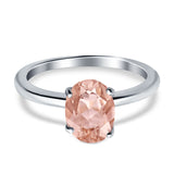 Oval Cut Simulated Cubic Zirconia Cathedral Wedding Ring 925 Sterling Silver Center Stone-(8mmx6mm)