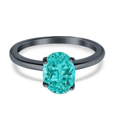 Oval Cut Simulated Cubic Zirconia Cathedral Wedding Ring 925 Sterling Silver Center Stone-(8mmx6mm)