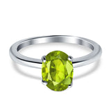 Oval Cut Simulated Cubic Zirconia Cathedral Wedding Ring 925 Sterling Silver Center Stone-(8mmx6mm)