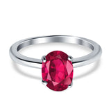Oval Cut Simulated Cubic Zirconia Cathedral Wedding Ring 925 Sterling Silver Center Stone-(8mmx6mm)