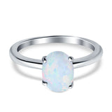 Oval Cut Simulated Cubic Zirconia Cathedral Wedding Ring 925 Sterling Silver Center Stone-(8mmx6mm)