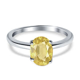 Oval Cut Simulated Cubic Zirconia Cathedral Wedding Ring 925 Sterling Silver Center Stone-(8mmx6mm)
