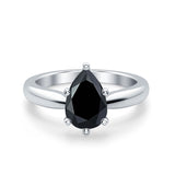 Solitaire Teardrop Simulated Cubic Zirconia Wedding Ring 925 Sterling Silver Center Stone-(8mmx6mm)