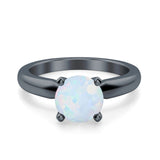 Round Simulated Cubic Zirconia Cathedral Wedding Ring 925 Sterling Silver Center Stone-(6mm)