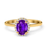 Halo Art Deco Oval Engagement Ring Simulated Cubic Zirconia 925 Sterling Silver