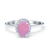 Halo Art Deco Oval Engagement Ring Simulated Cubic Zirconia 925 Sterling Silver