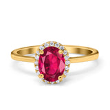 Halo Art Deco Oval Engagement Ring Simulated Cubic Zirconia 925 Sterling Silver