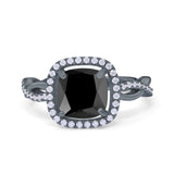 Infinity Shank Cushion Engagement Ring Simulated Cubic Zirconia 925 Sterling Silver