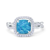 Infinity Shank Cushion Engagement Ring Simulated Cubic Zirconia 925 Sterling Silver