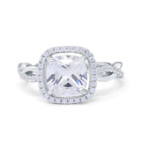 Infinity Shank Cushion Engagement Ring Simulated Cubic Zirconia 925 Sterling Silver