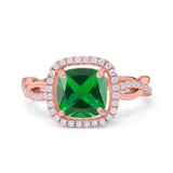 Infinity Shank Cushion Engagement Ring Simulated Cubic Zirconia 925 Sterling Silver