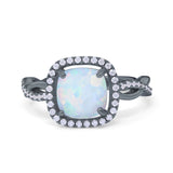 Infinity Shank Cushion Engagement Ring Simulated Cubic Zirconia 925 Sterling Silver