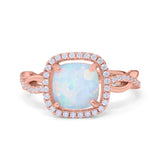 Infinity Shank Cushion Engagement Ring Simulated Cubic Zirconia 925 Sterling Silver