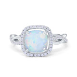 Infinity Shank Cushion Engagement Ring Simulated Cubic Zirconia 925 Sterling Silver