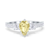 Teardrop Pear Art Deco Three Stone Accent Engagement Ring Round Simulated Simulated Cubic Zirconia 925 Sterling Silver