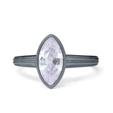 Solitaire Marquise Wedding Ring Simulated Cubic Zirconia 925 Sterling Silver