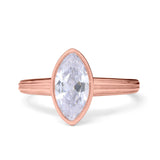 Solitaire Marquise Wedding Ring Simulated Cubic Zirconia 925 Sterling Silver