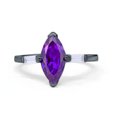 Art Deco Marquise Simulated Cubic Zirconia Engagement Ring 925 Sterling Silver