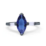 Art Deco Marquise Simulated Cubic Zirconia Engagement Ring 925 Sterling Silver