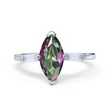 Art Deco Marquise Simulated Cubic Zirconia Engagement Ring 925 Sterling Silver