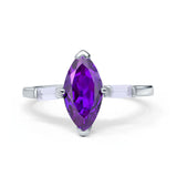Marquise Art Deco Engagement Simulated Cubic Zirconia Ring 925 Sterling Silver