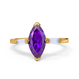Marquise Art Deco Engagement Simulated Cubic Zirconia Ring 925 Sterling Silver