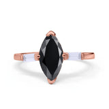 Marquise Art Deco Engagement Simulated Cubic Zirconia Ring 925 Sterling Silver