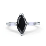Marquise Art Deco Engagement Simulated Cubic Zirconia Ring 925 Sterling Silver