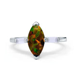 Marquise Art Deco Engagement Simulated Cubic Zirconia Ring 925 Sterling Silver