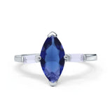 Marquise Art Deco Engagement Simulated Cubic Zirconia Ring 925 Sterling Silver