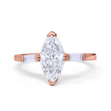 Marquise Art Deco Engagement Simulated Cubic Zirconia Ring 925 Sterling Silver