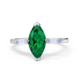 Marquise Art Deco Engagement Simulated Cubic Zirconia Ring 925 Sterling Silver