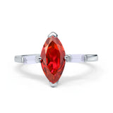 Marquise Art Deco Engagement Simulated Cubic Zirconia Ring 925 Sterling Silver