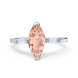Marquise Art Deco Engagement Simulated Cubic Zirconia Ring 925 Sterling Silver